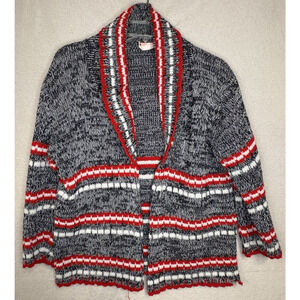 Vintage Scotch English Red Blue White Knit Collar Cardigan Sweater Medium